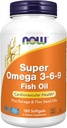 NOW Foods Supplements, Super Omega 3-6-9 1200 mg with a blend of Fish, Borage and Flax Seed Oils, 180 Softgels