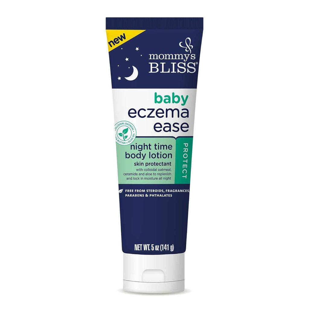 Mommy's Bliss Eczema Ease Night Moisturizer w/Colloidal Oatmeal, Shea Butter & Olive Oil, Relieves Δερμάτινες ερεθίσεις & Icing λόγω Eczema, Ceramide & Aloe, Free of Steroids & Phthalates, 5 oz