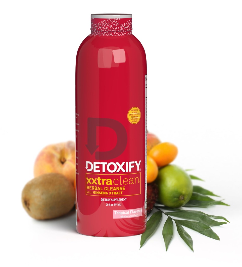 Αποτοξινώστε – Xxtra Clean Herbal – Tropical Fruit Flavor - 20 oz – Professionally Formated Extra Strength Herbal Detox Drink – Enhanced with Ginseng Extract & Milk Thistle Extract - Plus Sticker