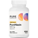 PureFormulas Pure Niacin - Vitamin B3, 500 mg Immediate Release Niacin 500mg - Nicotinic Acid 100 Tablets - Non-GMO B3 Vitamins Supplement
