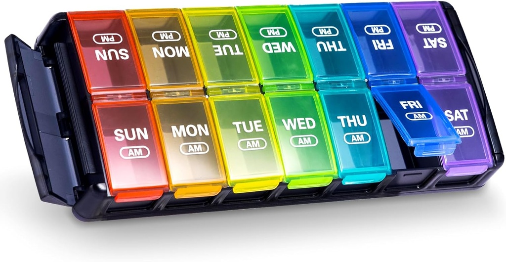Sukuos Weekly Pill Organizer 7 Ημέρα 2 φορές την ημέρα, Quick Fill Daily Pill Box (AM PM), Arthritis Φιλικές Extra Large Pill περιπτώσεις για βιταμίνη / Fish Oil / Συμπληρωματικά