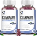2 Συσκευασία Κάλιο Μαγνήσιο Gummies με Κάλιο Ctrite 200 mg, Μαγνήσιο Γλυκινικό 320 mg Συν Ασβέστιο, Ψευδάργυρο, Βιταμίνη - Συμπληρώματα Κάλιο για Κνήμη, Καρδιά, Μύες Υγειονομική Υποστήριξη