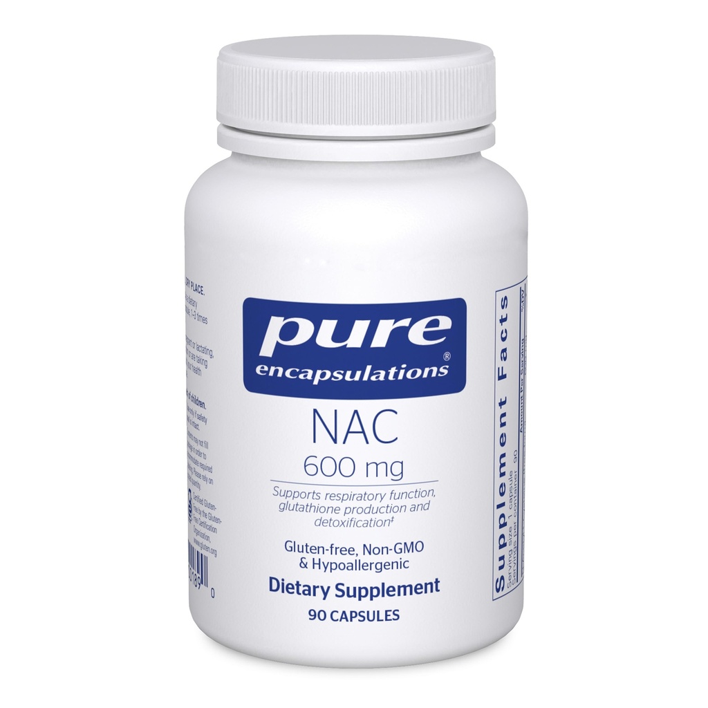 Pure Encapsulations NAC 600 mg - N- Acetyl Cysteine NAC Συμπλήρωμα για την Υγεία Πνεύμονα & Ανοσολογική Υποστήριξη, Υποστήριξη ήπατος & Αντιοξειδωτικά * - με Freeform N- Acetyl- L- Cysteine - 90 Κάψουλες