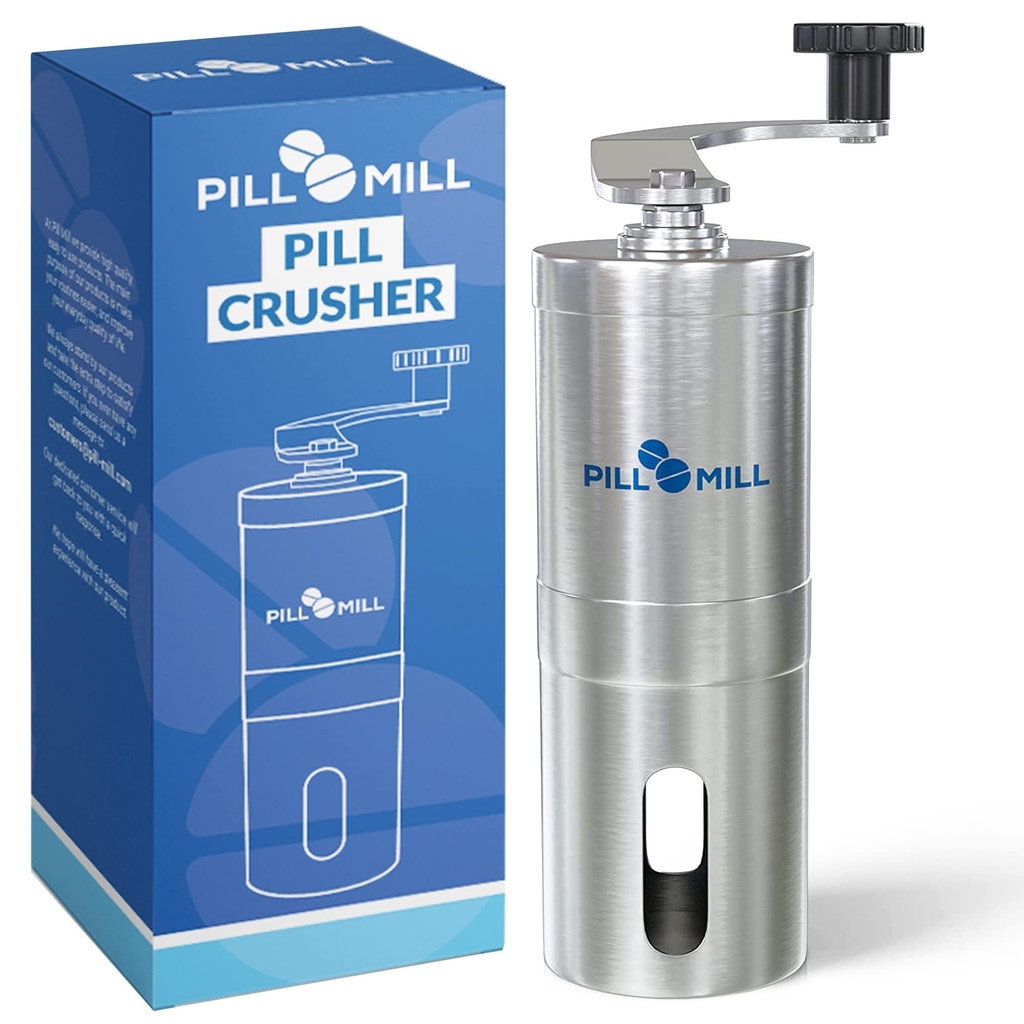 Pill Mill Pill Crusher - Συντρίβει πολλαπλά δισκία σε μια λεπτή σκόνη - Μεταλλικά χάπια Grinder - Tablet Pulverizer Κατάλληλο για Ταξίδι - Μεγάλη Tube χρήση και κατοικίδια