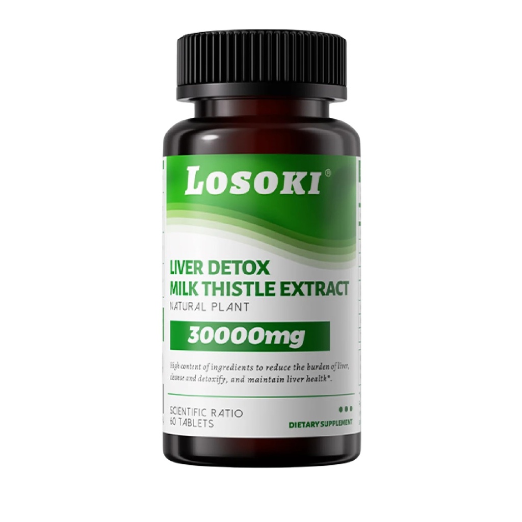 Liver Detox Supplement, Milk Thistle Extract, Turmeric, Artichoke & Glutathione – Supports Liver Health & Antioxidant Function – 60 Tablets
