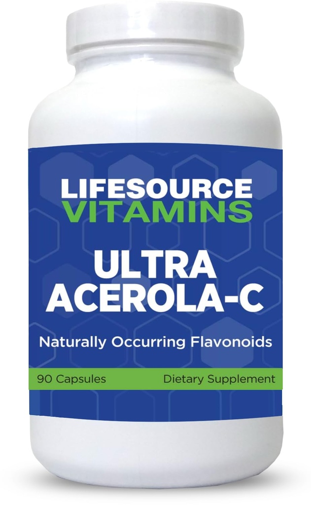 LifeSource Vitamins - Ultra Acerola- C - Acerola Berry Powder 1500 mg - 90 Κάψουλες - 500 mg βιταμίνης C ανά υπηρεσία