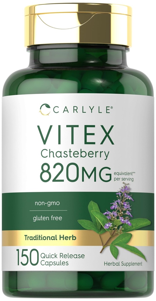 Carlyle Vitex Chasteberry Supplement | 150 Capsules | Vitex Agnus-Castus Fruit for Women | Non-GMO, Gluten Free
