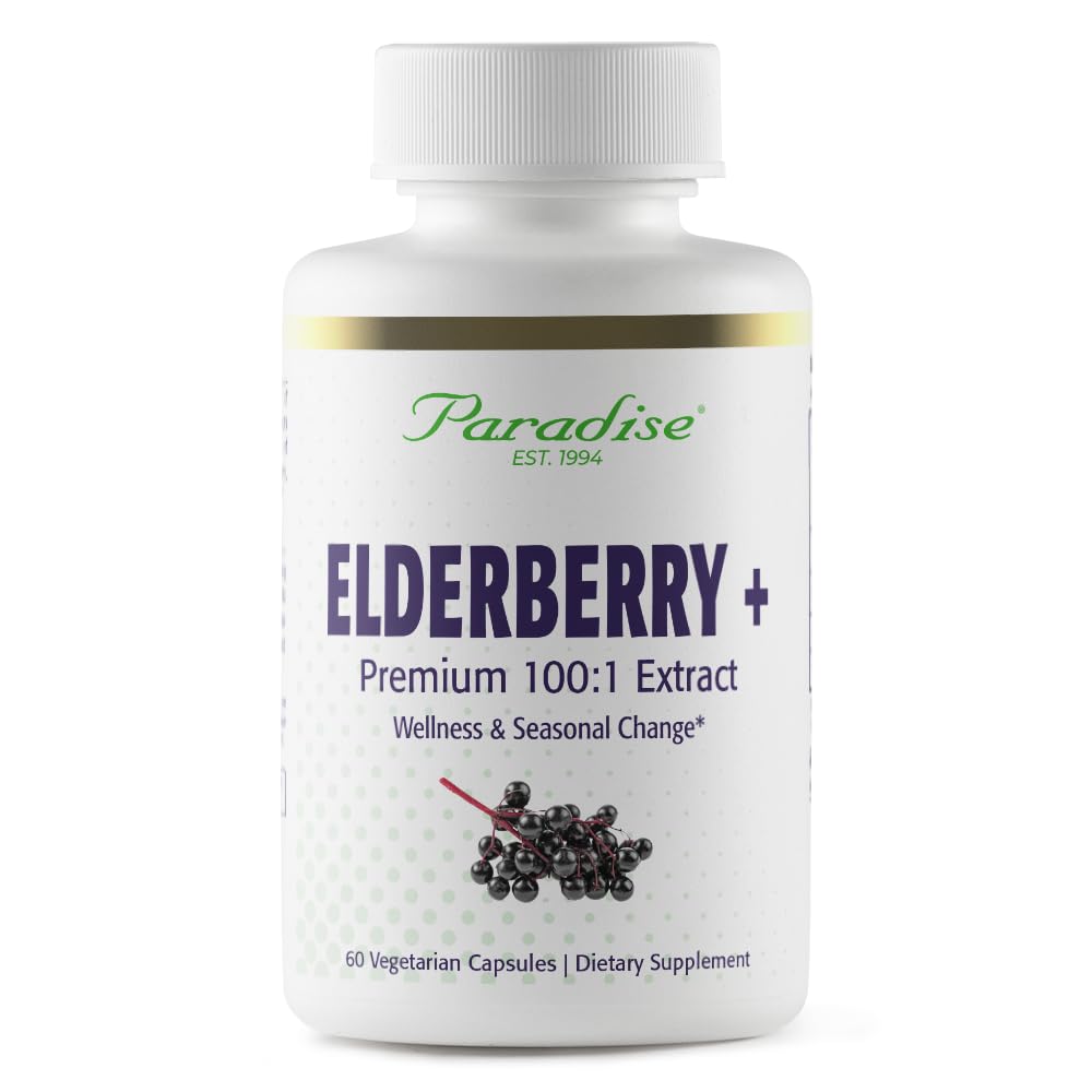 Paradise Herbs Elderberry με εκχύλισμα ψευδαργύρου, υποστηρίζει φυσική άμυνα του σώματος, Super Poent, Ultra Pure, Vegan, Non GMO, Gluten Free, 60 κάψουλες χορτοφάγων