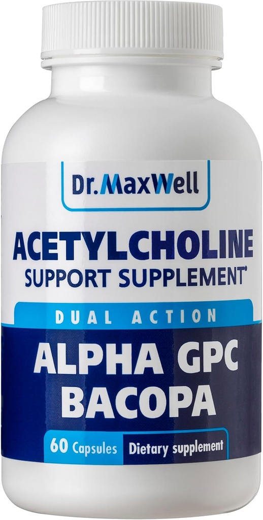Ακετυλοχολίνη, Άλφα GPC Choline 600mg + Bacopa, Καλύτερη από τον καθένα Μόνο. Περισσότερο Αξιόπιστη Acetylcholine (Υποστηρίγματα Μνήμης & Μάθησης) Συμπλήρωμα, 60 κάψουλες