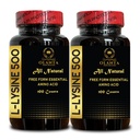 Λ-ΛΥΣΙΝΗ 500 - L-Lysine 500mg, για την υγιεινή λειτουργία του ανοσοποιητικού, υποστηρίζει σύνθεση κολλαγόνου, χωρίς σόγια, χωρίς γλουτένη, μη GMO, συμπλήρωμα λυσίνης υποστηρίζει υγιή χείλη και στοματικό ιστό - 2 μπουκάλια 200 κόμητες