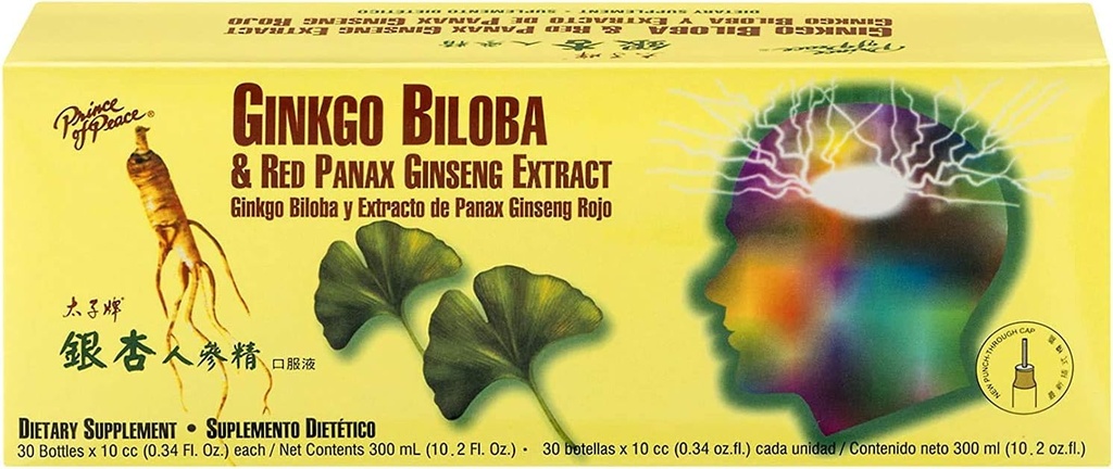 Πρίγκιπας της Ειρήνης Ginkgo Biloba και Red Panax Ginseng Extract, 30 φιάλες 0,34 oz