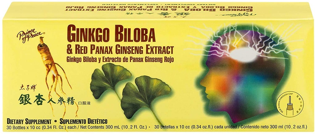 Πρίγκιπας της Ειρήνης Ginkgo Biloba και Red Panax Ginseng Extract, 30 φιάλες 0,34 oz