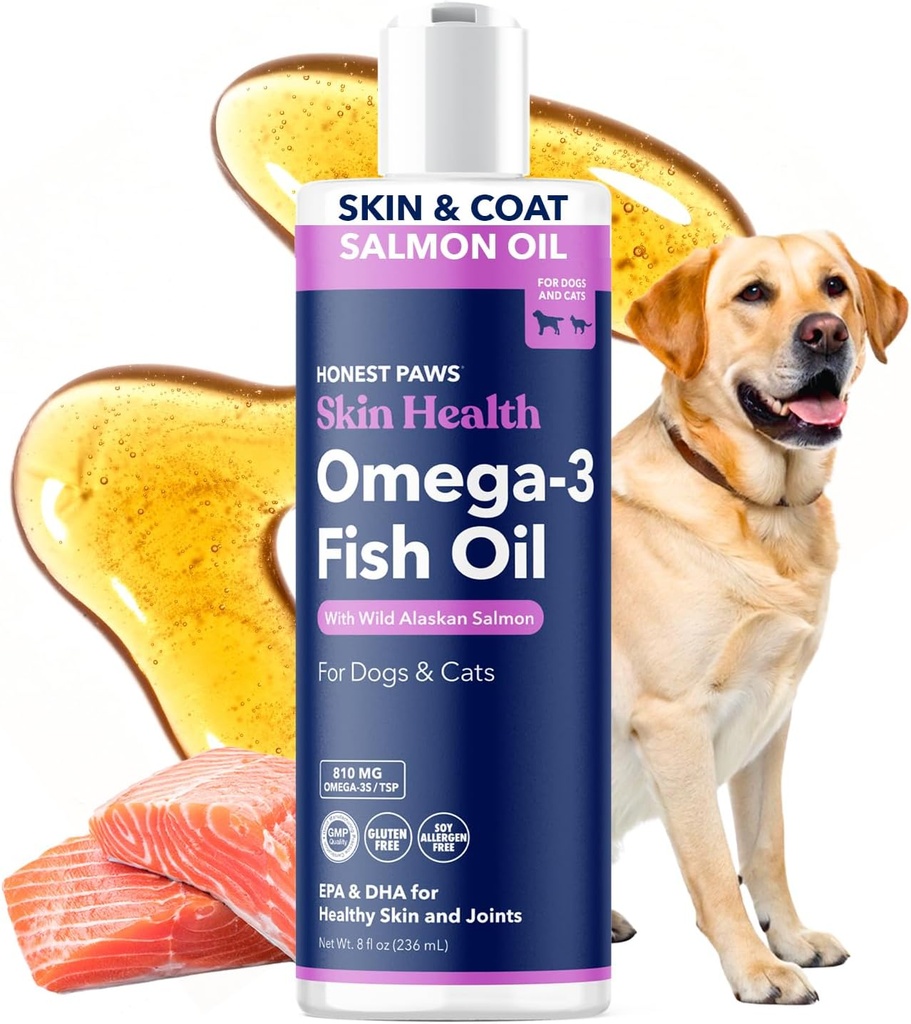 Ειλικρινής Paws Wild Αλάσκας Salmon Oil για σκύλους & γάτες – Ωμέγα 3 Fish Oil συμπλήρωμα για το δέρμα, το παλτό, κοινή & καρδιά υγεία – Φυσικό, με βιώσιμη προέλευση, 8 oz