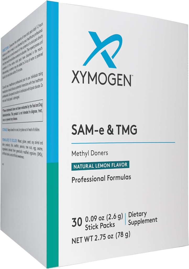 XYMOGEN SAM-e & TMG - Trimethylglycine, SAM-e 400mg, και συμπλήρωμα ασβεστίου - συμπλήρωμα στήριξης ήπατος και διάθεσης - Χωρίς γλουτένη, Vegan & μη GMO (30 υπηρεσίες)