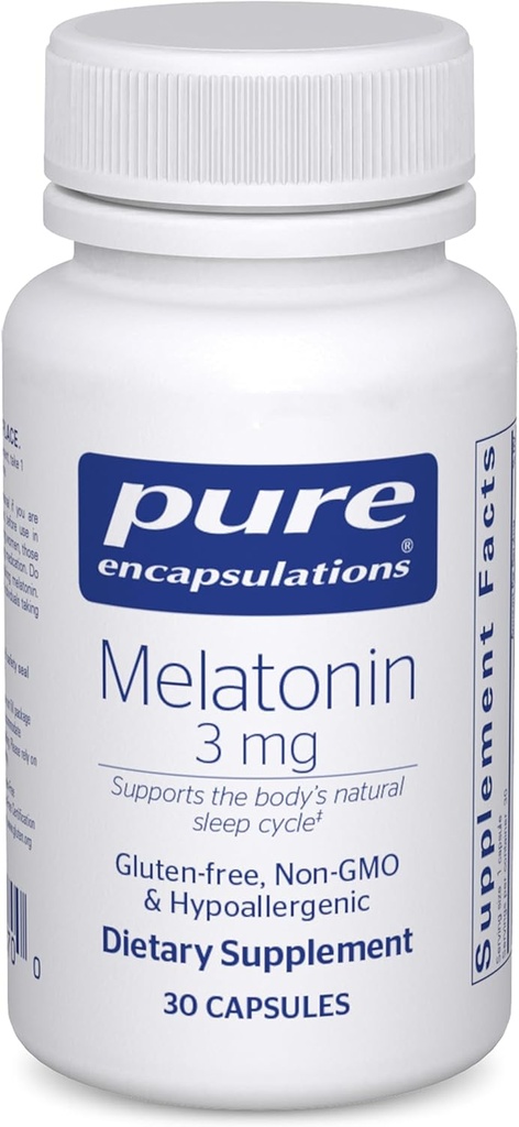 Pure Encapsulations Melatonin 3 mg - Antioxidant Supplement to Support Natural Sleeping & Relief of Occasional Sleeplessness - for Natural Sleep Support* - 30 Capsules
