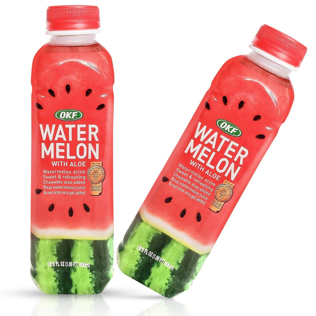 OKF Καρπούζι Aloe Vera Drink, Real Juice & Gel, 16.9 oz (6 Pack)