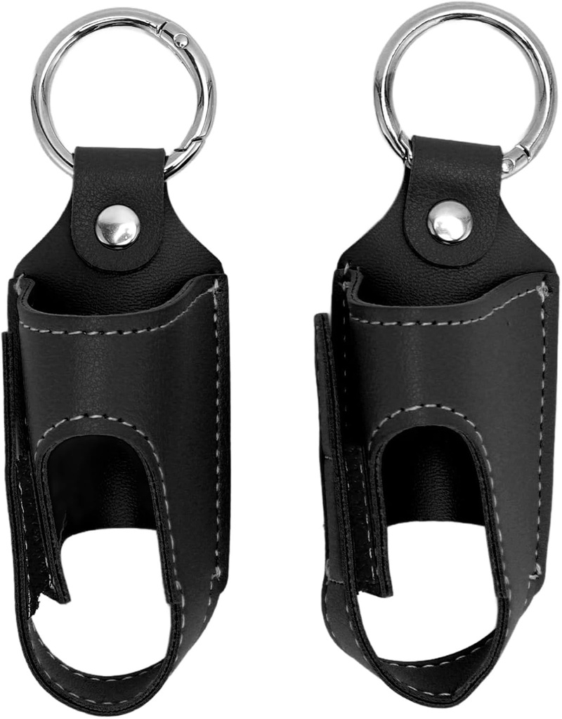 Generic Asthma Inhaler Holder, 2pcs Asthma Inhaler Holder Portable Storage Protective PU Leather Asthma Inhaler Case for Travel (Black)