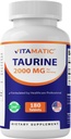 Vitamatic Taurine 2000mg χορτοφαγικά δισκία, 180 Count, μη ΓΤΟ, Χωρίς γλουτένη