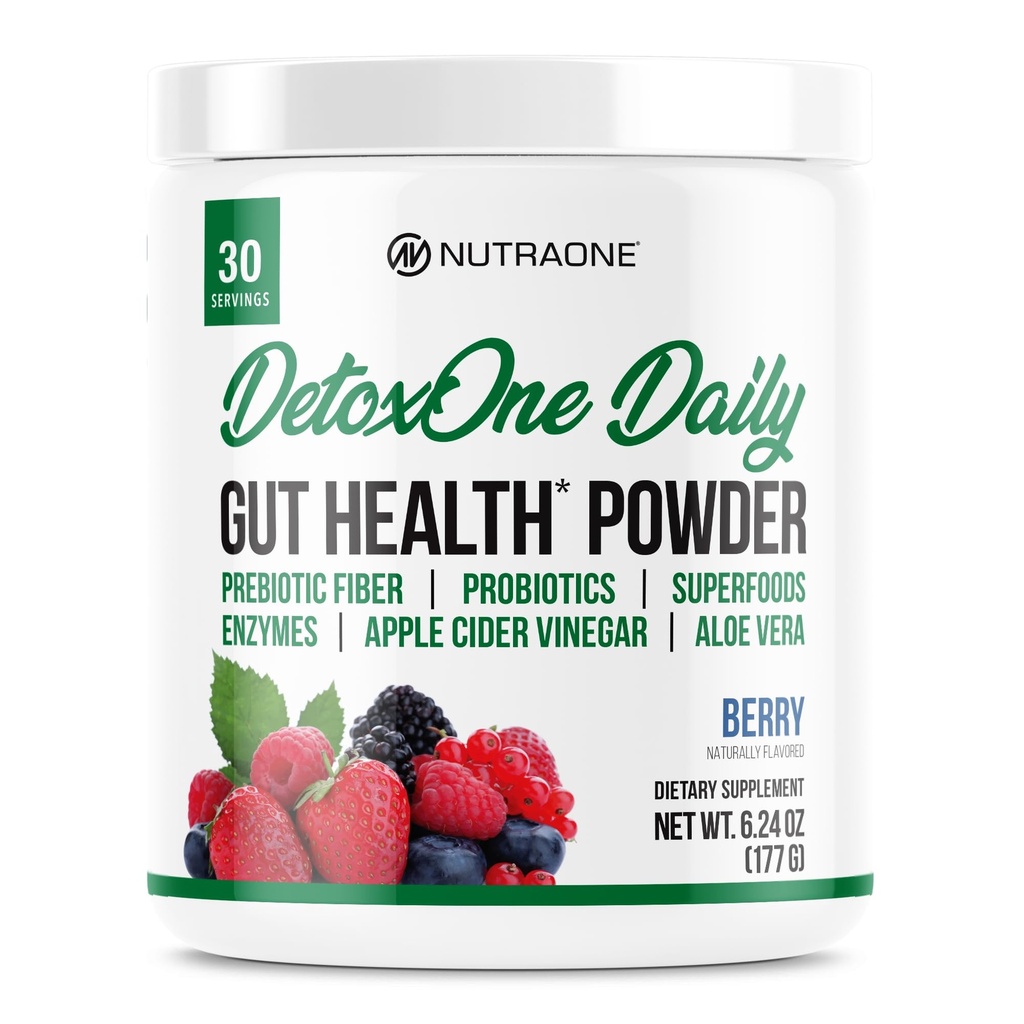 DetoxOne Daily Gut Health Powder* | ​ Supports Normal/Healthy Digestive Function*| Promotes Detoxification*| Boost Energy​ & Improves Nutrient Absorption*