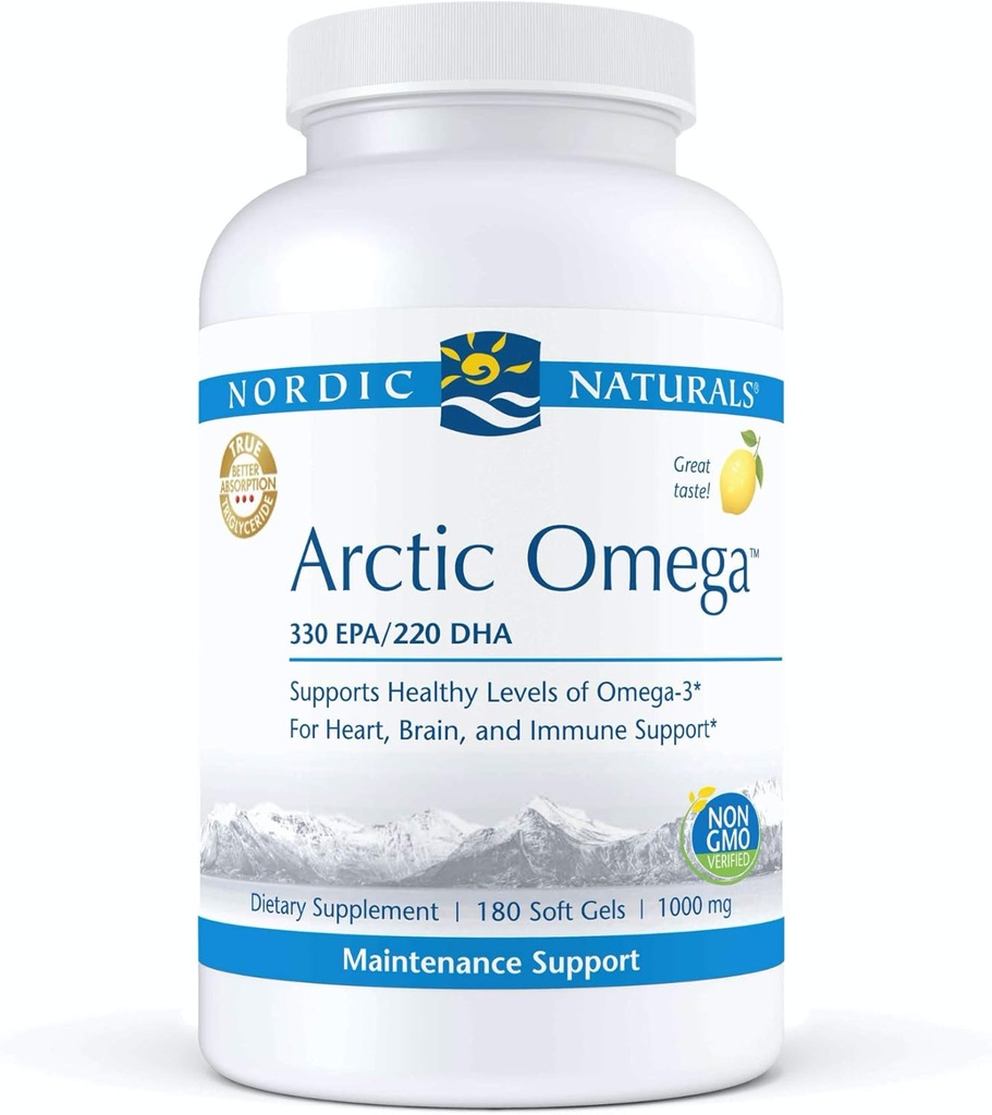 Nordic Naturals Pro Arctic Omega- Fish Oil, 330 mg EPA, 220 mg DHA, Helps Reserving Healthy Omega-3 Levels for Heart, Brain, and Immune Support*, 180 Soft Gels
