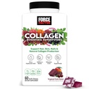 Force Factor Collagen Booting Superfoods, Vegan Collagen Booster για τις γυναίκες, με Βιοτίνη, Υαλουρονικό οξύ, και βιταμίνη C, για τα μαλλιά, το δέρμα, τα νύχια, και κοινή υποστήριξη, Τροπικά φρούτα, 60 μαλακά μάσημα