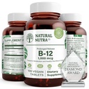 Natural Nutra Vitamin B12 1000 mcg, Προώθηση της υγείας της καρδιάς & των νεύρων, Cobalamin B12 συμπλήρωμα, Φωσφορικό ασβέστιο, Βοήθεια στο Μεταβολισμό Υγεία, Βέλτιστη Απορρόφηση, Χωρίς γλουτένη, Χωρίς ζάχαρη, 100 Vegan δισκία