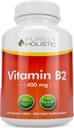 Purely Holistic Vitamin B2 Riboflavin 400mg - 240 Vegan Capsules, 8 Month Supply - High Strength B2 Vitamins - Non GMO & Gluten Free - Supports Energy Production & Cellular Health