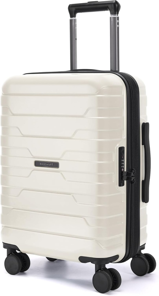 BAGSMART Carry On Luggage 22x14x9 Airline Εγκεκριμένη με τροχούς Spinner, Ελαφρύς 20 ιντσών αποσκευών με κλειδαριά TSA, Επεκτεινόμενη σκληρή Shell Carry On Suitcases for Men Women,White
