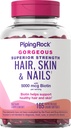 Piping Rock Hair Skin and Nails Vitamins | 165 Softgels | 5000 mcg of Biotin Extra Strength | with Argan and Coconut Oil | Non-GMO, Gluten Free Supplement