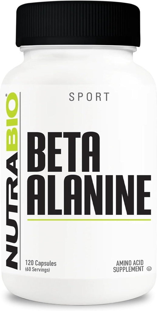 NutraBio Beta-Alanine Supplement, 800mg - Gluten-Free Pre-Workout Supplement to Buffer Lactic Acid, Muscle Fatigue, and Soreness, 120 Capsules