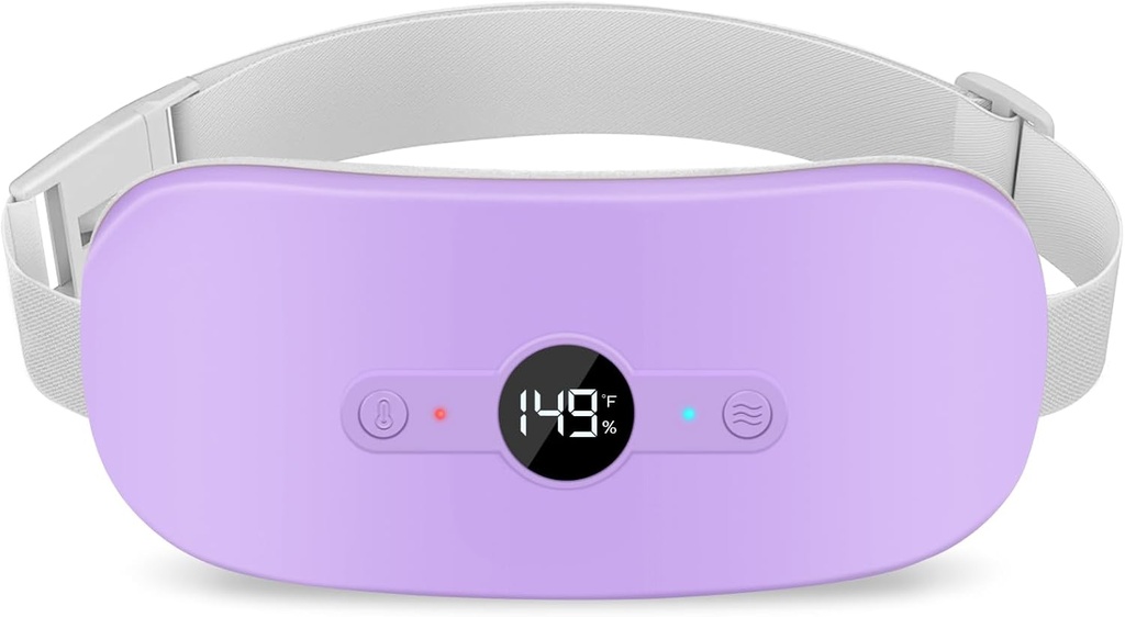 NOWWISH θερμαντική πλάκα για την περίοδο Cramps Pain Relief, Portable Electric Cordless Menstrual Θέρμανση Pad Rechargeable with 6 Heat Levels and 6 Massage Modes, Christmas Gifts for Women Teen Girls, Purple