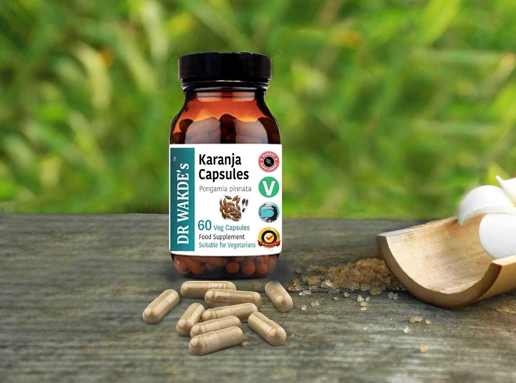 DR WAKDE'S Karanja Capsules (Pongamia pinnata, 60 Veg Caps, Plant-Based Supplement, Ayurvedic Herb, All Natural, Vegan)