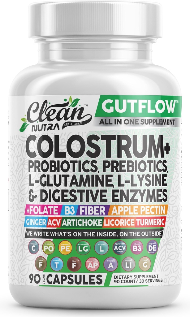 Προβιοτικά χάπια Πρεβιοτικά, L-Glutamine, Digestive Enzymes, Folate, Fiber, ACV, Turmeric, Apple Pectin και Turmeric Pills