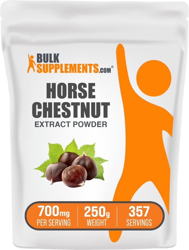 BulkSupplements.com Horse Chestnut Extract Powder - Horse Chestnut Supplement, Herbal Supplement - Χωρίς γλουτένη, 700mg ανά Σερβίρισμα, 250g (8,8 oz) (Συσκευή του 1)
