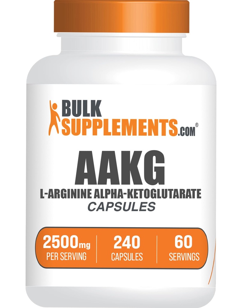 BulkSupplements.com Κάψουλες AAKG - L-Αργινίνη συμπλήρωμα, Nitric Oxide συμπλήρωμα - Χωρίς γλουτένη, 4 κάψουλες ανά υπηρεσία, 240 Count (Pack of 1)