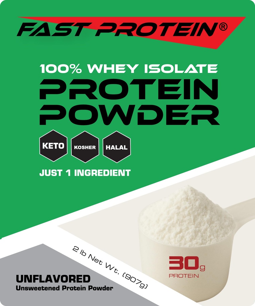 Whey Isolate Protein Powder Unflavored - 30g Protein Powder - Kosher, Halal, Keto, Clean Label, Fast Protein - 2LB 30 Servings