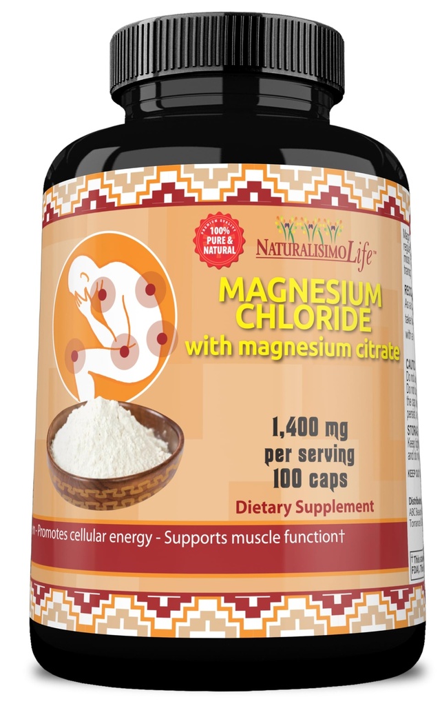 Magnesium Chloride (Cloruro de Magnesio) 1,400 mg per serving high absorption with Magnesium Citrate