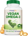 OmegaVia Vegan Omega 3 συμπλήρωμα, Algae Omega 3 Fish Oil Εναλλακτική, 300mg Vegan DHA λιπαρά οξέα, Planet και Ocean Friendly, IAOS 5 Star Tested, 60 Softgels