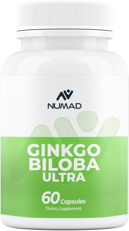 NUMAD Ginseng (600mg) + Ginkgo Biloba (120mg) 60 κάψουλες Επιπλέον δύναμη Nootropics Brain Support συμπλήρωμα μνήμης & εστίασης