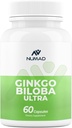 NUMAD Ginseng (600mg) + Ginkgo Biloba (120mg) 60 Capsules Extra Strength Nootropics Brain Support Supplement for Memory & Focus
