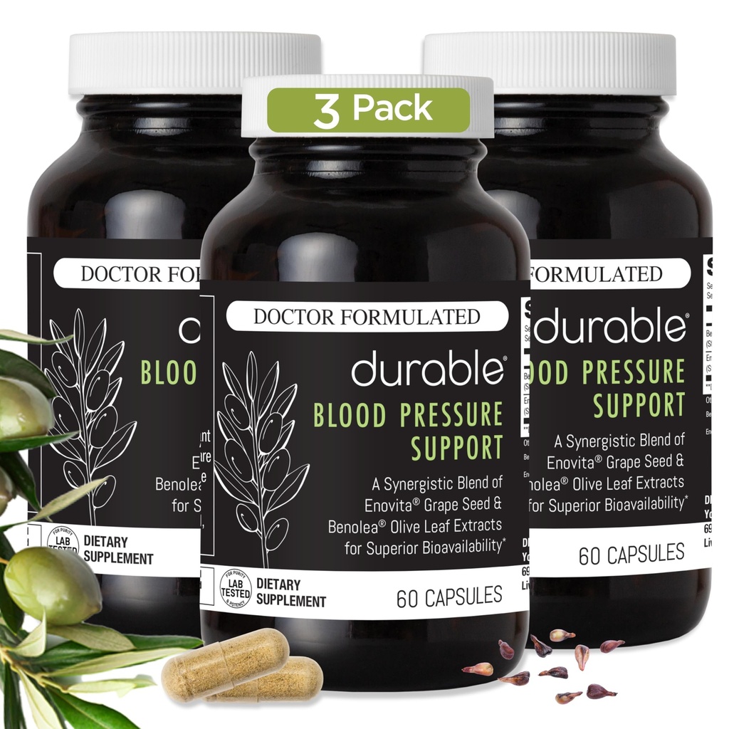 Ανθεκτική πίεση αίματος – Benolea Olive Leaf & Enovita εκχύλισμα σπόρων σταφυλιών – Υγιεινή κυκλοφορία, Nitric Oxide & Artery Support – Γιατρός Formulated, Vegan, Non-GMO, Made in USA (180 Κάψουλες)