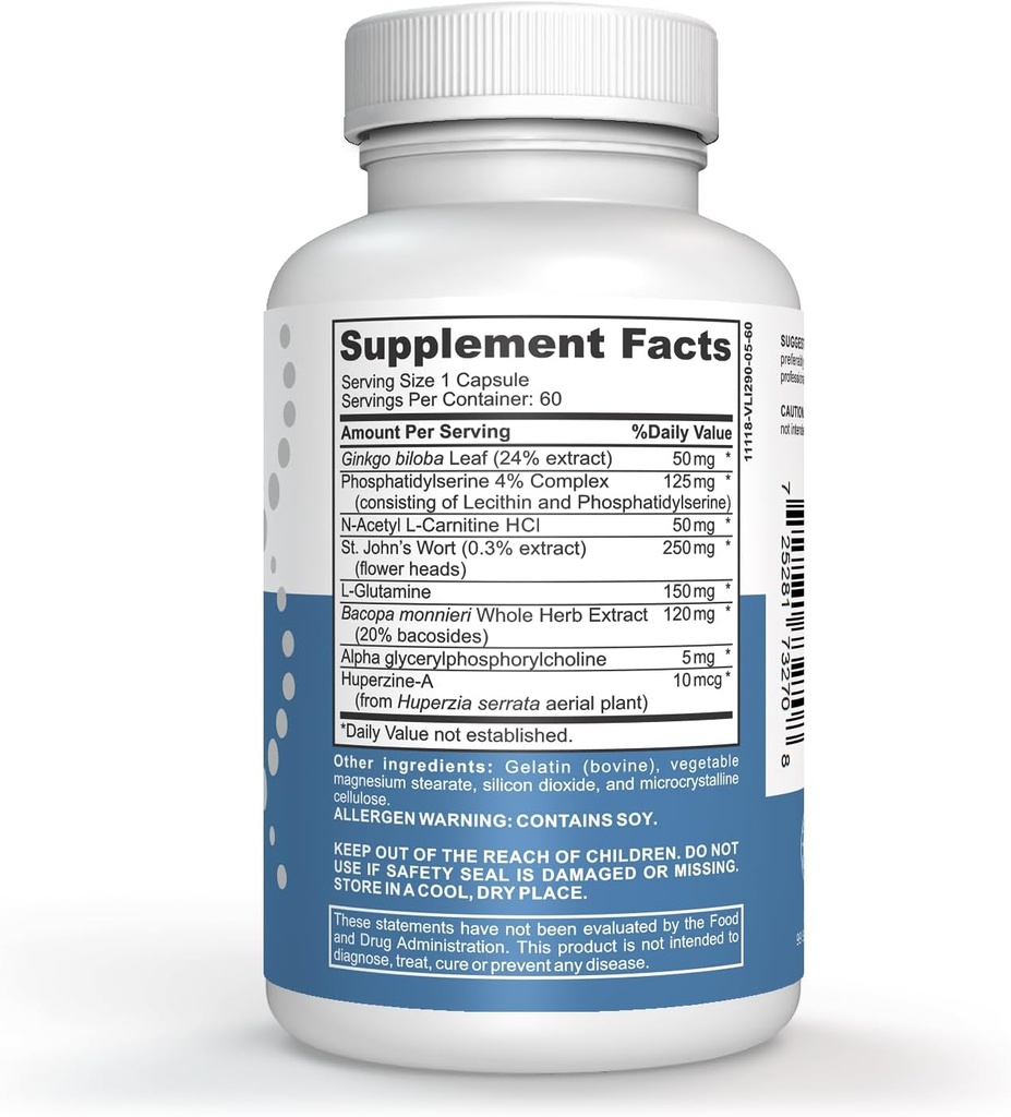 Προηγμένη φόρμουλα μνήμης Extreme Brain Booster, συμπλήρωμα εγκεφάλου για μνήμη, εστίαση και ψυχική απόδοση, βιταμίνες μνήμης για καλύτερη υγεία εγκεφάλου 180 κάψουλες (3 Pack)