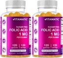 Vitamatic Follic Acid Gummies 1000 mcg (1 mg) - μια απαραίτητη προγεννητικές βιταμίνες για τη μαμά & το μωρό - βιταμίνη Β9-120 Vegan Gummies (2)