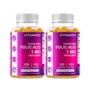 Vitamatic Follic Acid Gummies 1000 mcg (1 mg) - μια απαραίτητη προγεννητικές βιταμίνες για τη μαμά & το μωρό - βιταμίνη Β9-120 Vegan Gummies (2)