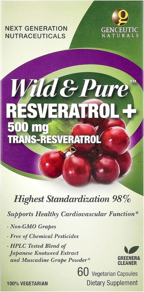 Genceutic Naturals Wild & Pure Resveratrol χορτοφαγικές κάψουλες, 60- count 