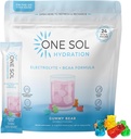 One Sol BCAA & Ηλεκτρολυτική Σκόνη για Ενυδάτωση & Ενέργεια, Όλα-Φυσική Φόρμουλα, 100% Vegan, Μη-ΓΤΟ, Χωρίς Γλουτένη & Χωρίς Σόγια, Προωθεί την ανάπτυξη των μυών & την αποκατάσταση, Gummy Αρκούδα Γεύση