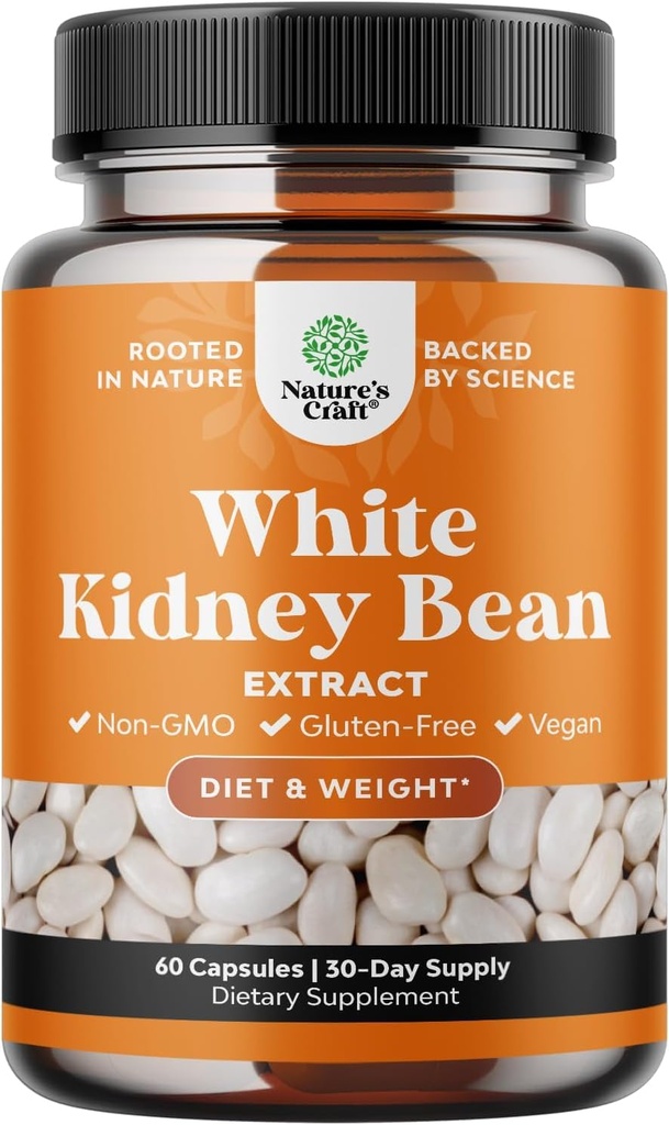 White Kidney Bean Extract Carb Blocker - White Kidney Beans συμπλήρωμα για το μεταβολισμό Boost & Ευκολία θερμίδες από Starchy τροφίμων - Συμπληρώματα ελέγχου υδατανθράκων - 60 κάψουλες