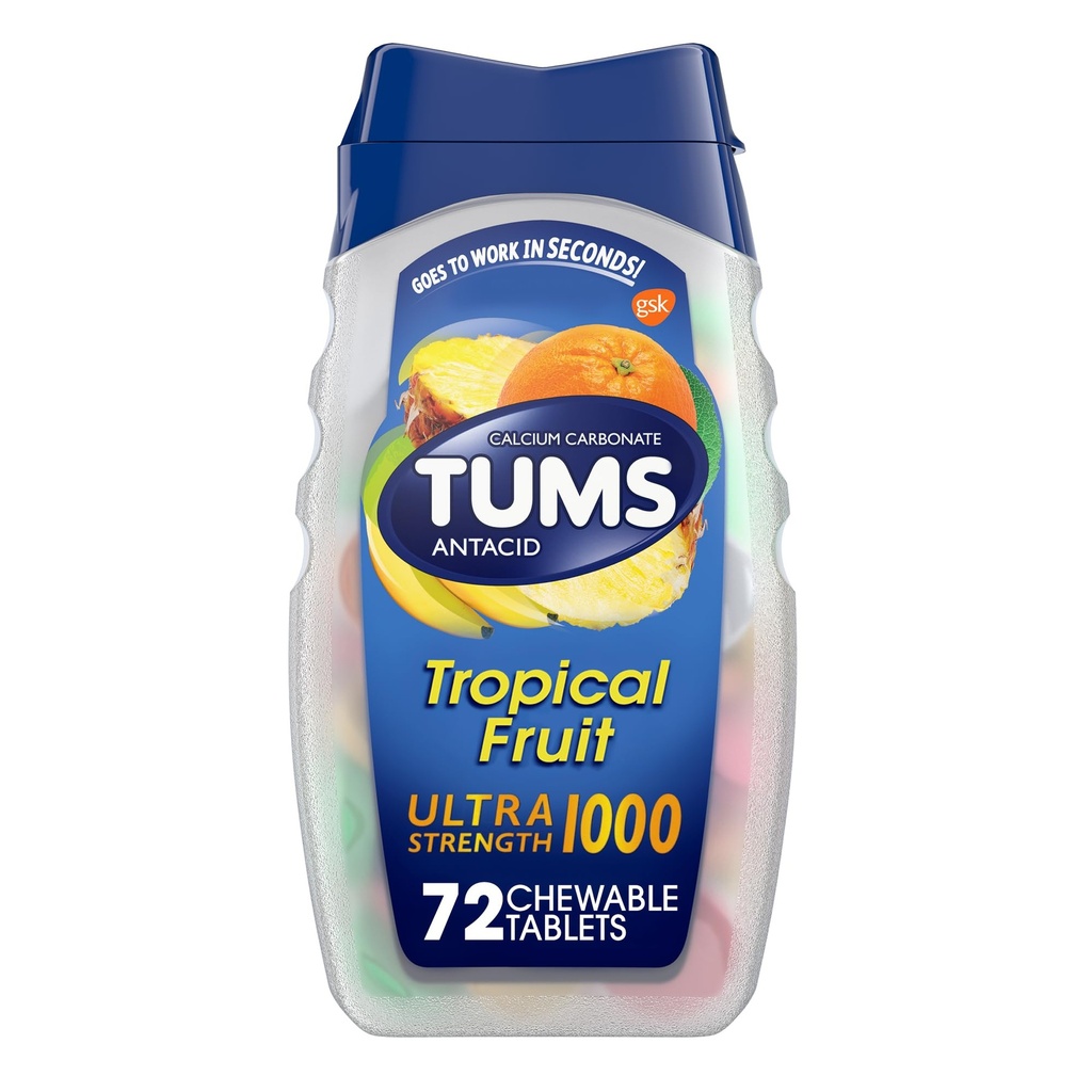 Tums Ultra 1000 Μέγιστη Δύναμη Τροπικά Φρούτα - 72 Μασώμενα Δισκία