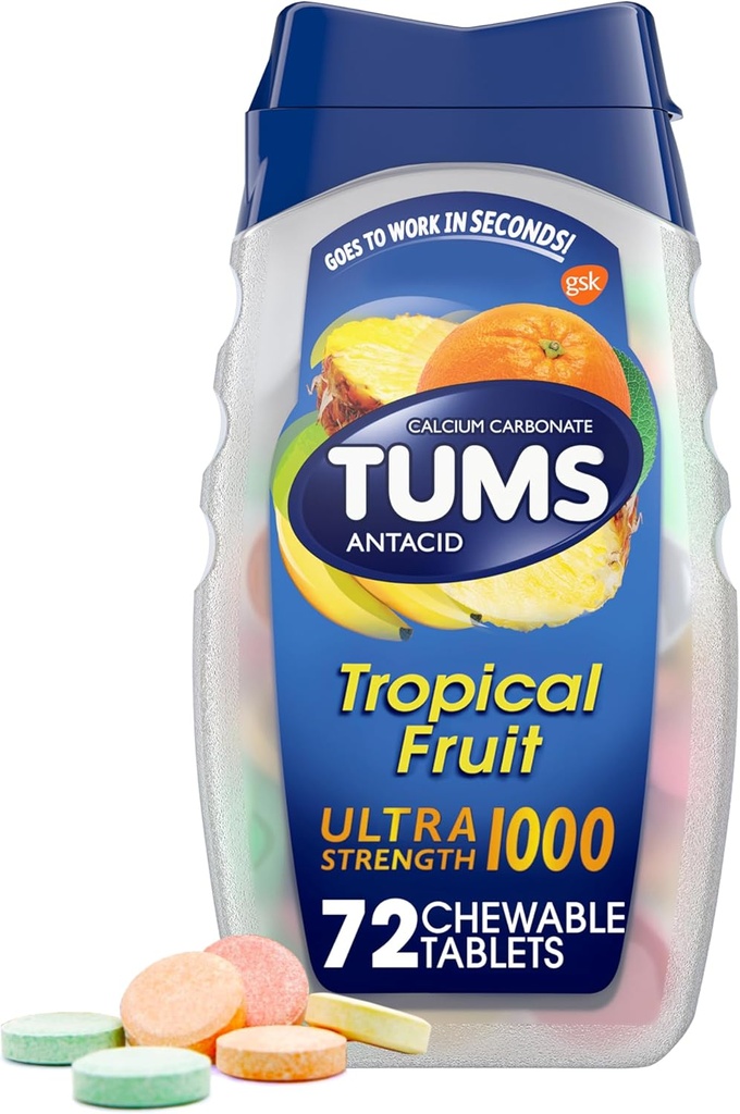 Tums Ultra 1000 Μέγιστη Δύναμη Τροπικά Φρούτα - 72 Μασώμενα Δισκία