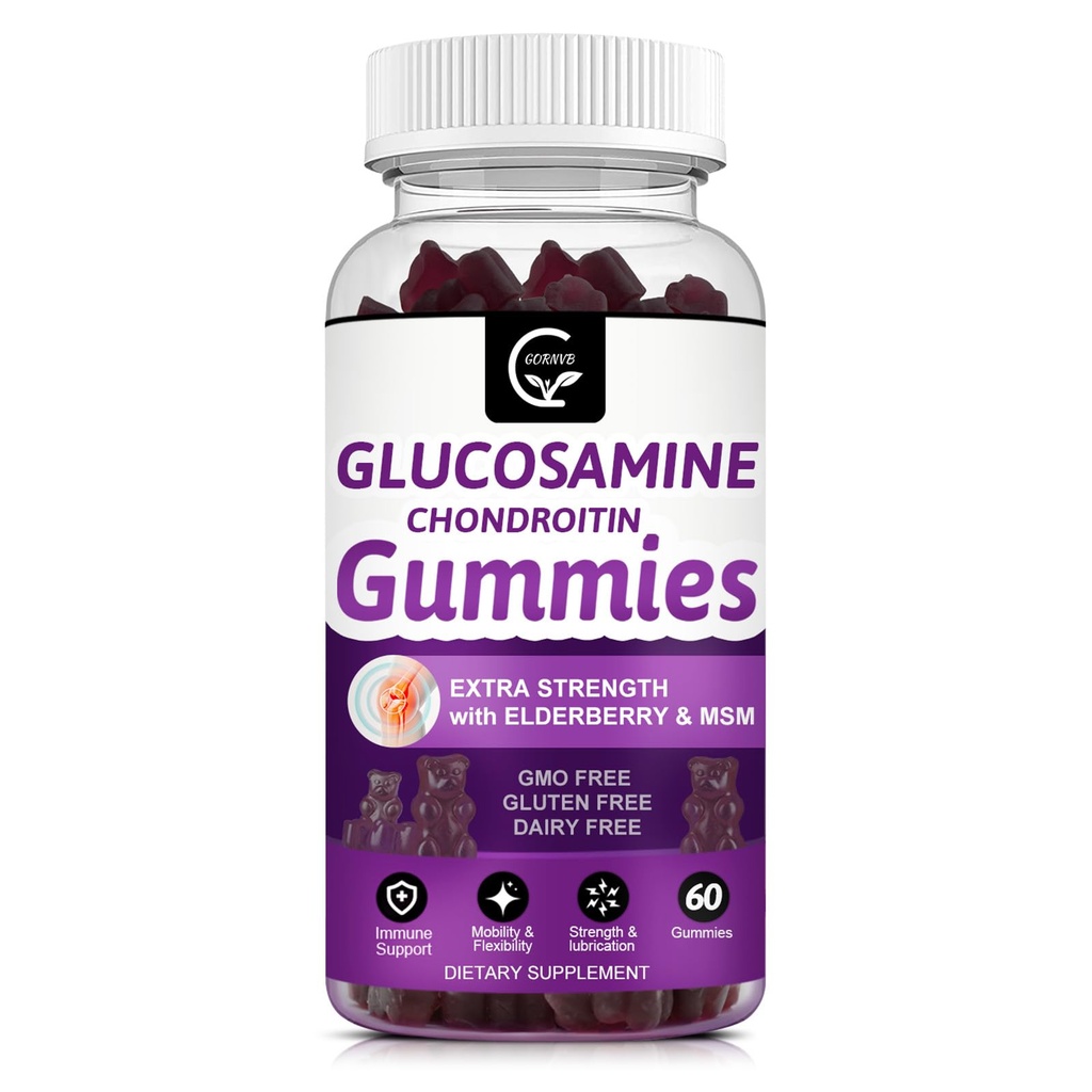 Glucosamine Chondroitin Gummies με MSM & Elderberry – Υποστήριξη Κινητικότητας & Ευελιξίας, Αντιοξειδωτικό συμπλήρωμα ανοσοποιητικών για γυναίκες και άνδρες